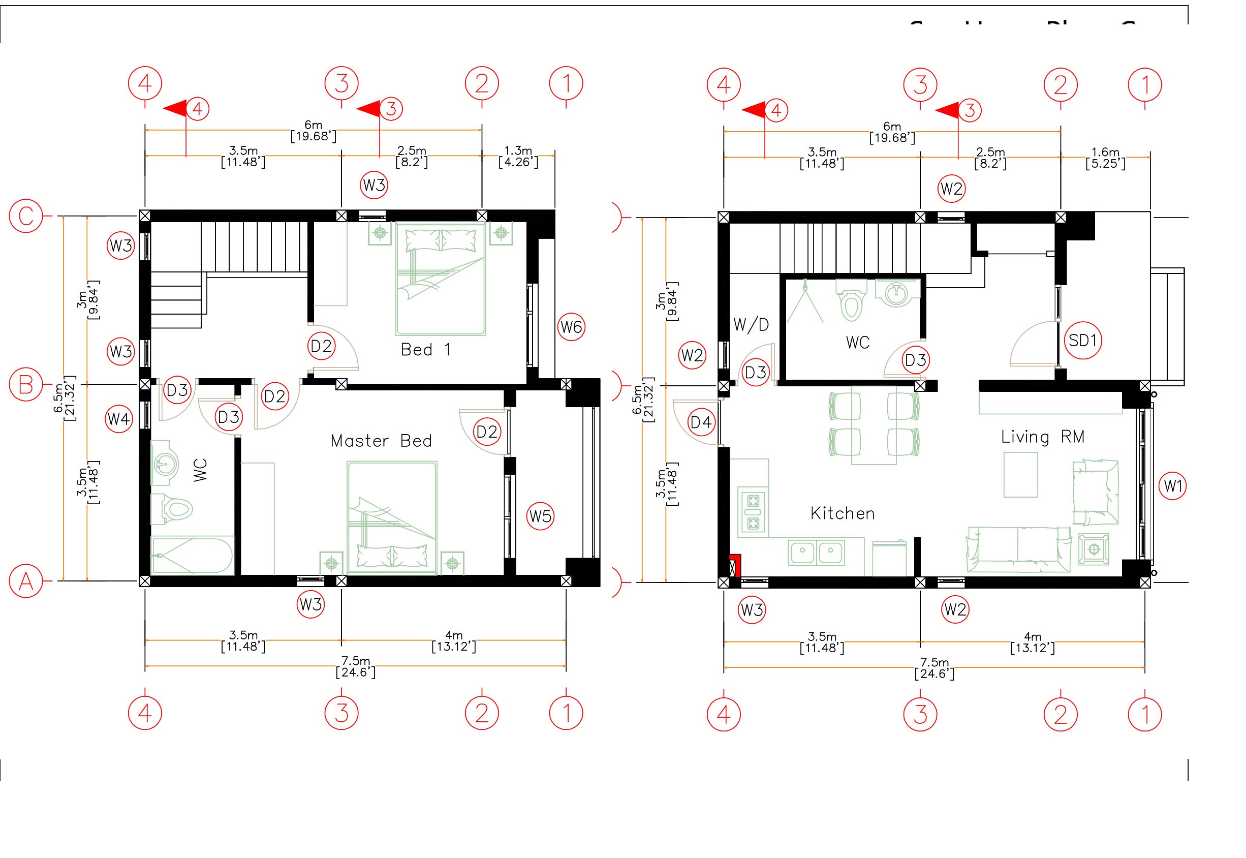 Simple House Plans 6 5x7 5 Meter 22x25