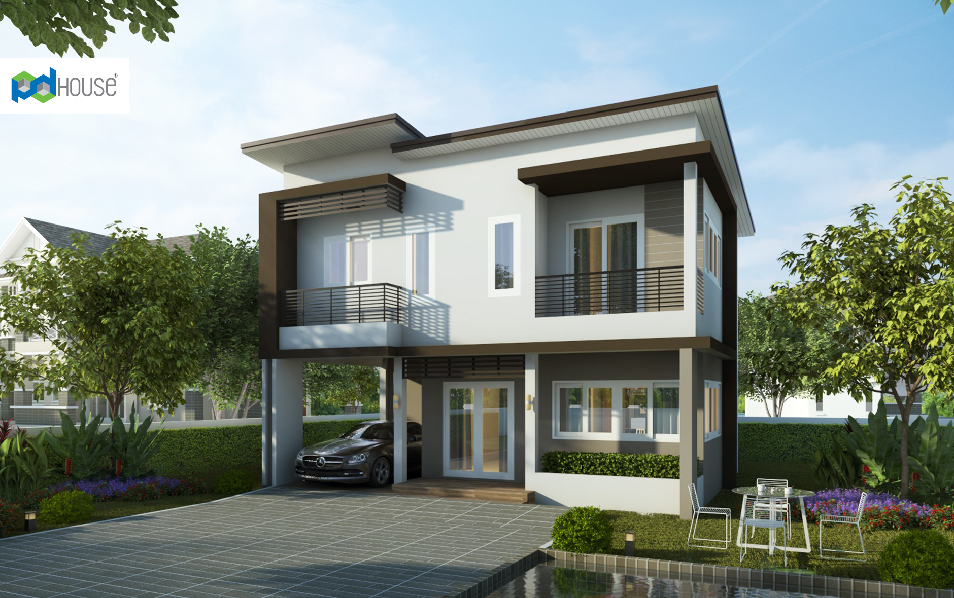 Simple House Design 9x7.5 with 3 Bedrooms