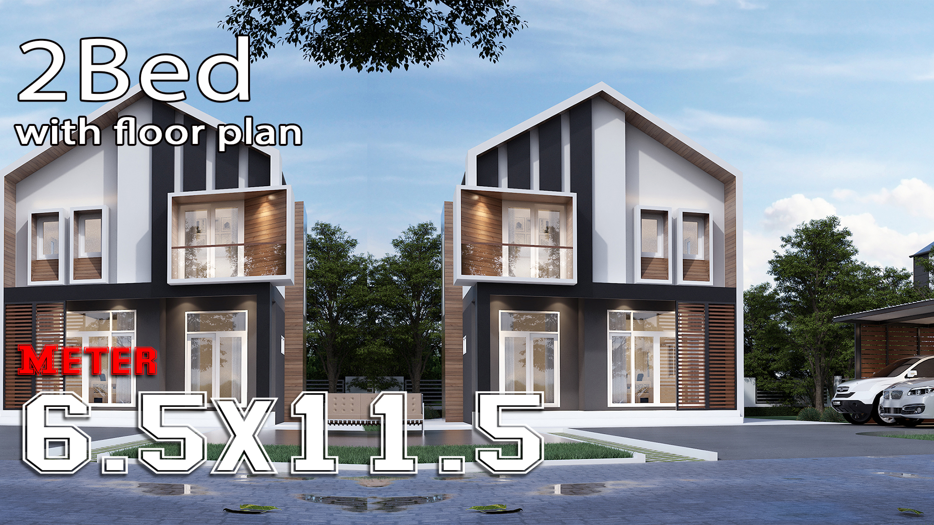 House Design Plans 6.5x11.5 Meters 2 Bedrooms 1
