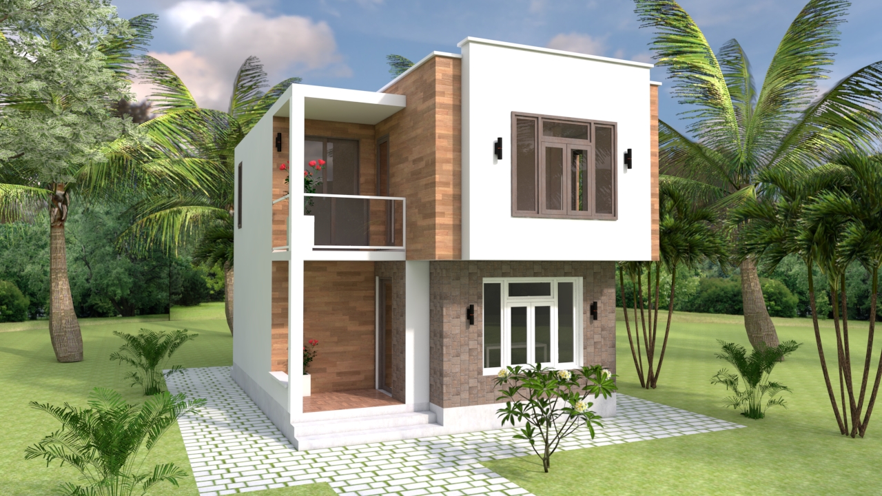 Modern House Plans 6.5x7.5m 21x25f 2 Beds - Small House Design Plan