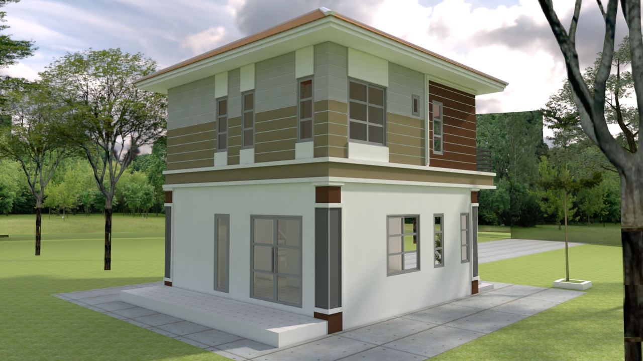 Small House Design 7x7m with 3 Beds - Small House Design Plan