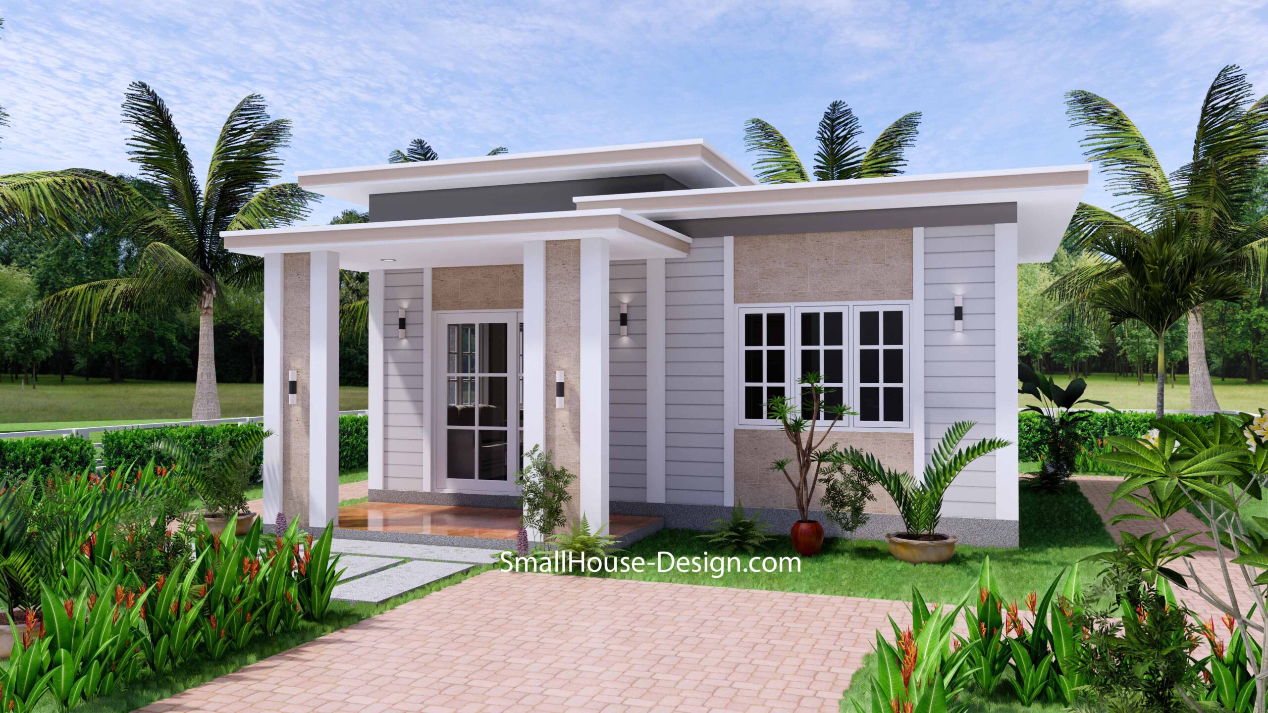 Small House Plan 7x7 with 1 Bedroom Flat Roof - Small House Design