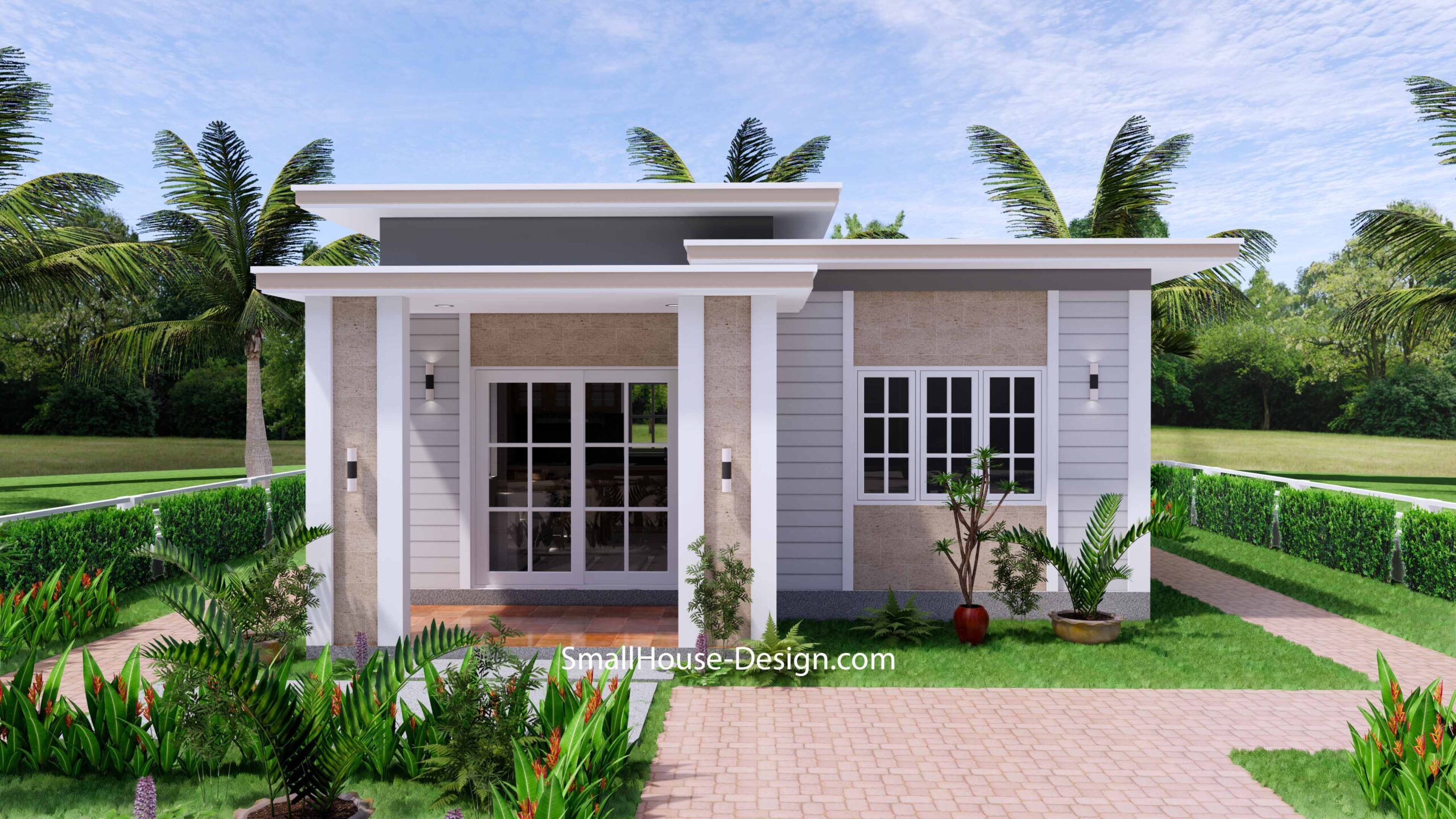 Small House Plan 7x7 with 1 Bedroom Flat Roof - Small House Design