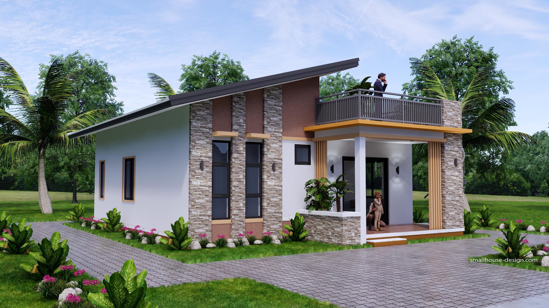 Small House Plan 8x11 Meter 3 Beds Small Terrace - Small House Design Plan